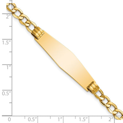 8 Inch 14K Polished Semi-Solid Soft Diamond Shape Cuban Id Bracelet