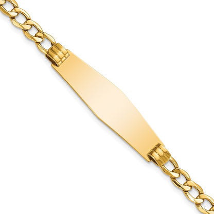 7 Inch 14K Polished Semi-Solid Soft Diamond Shape Cuban Id Bracelet
