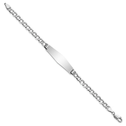 8 Inch 14K Wg Polished Semi-Solid Soft Diamond Shape Cuban Id Bracelet