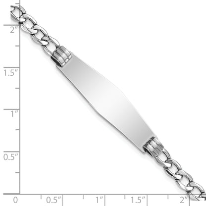 8 Inch 14K Wg Polished Semi-Solid Soft Diamond Shape Cuban Id Bracelet