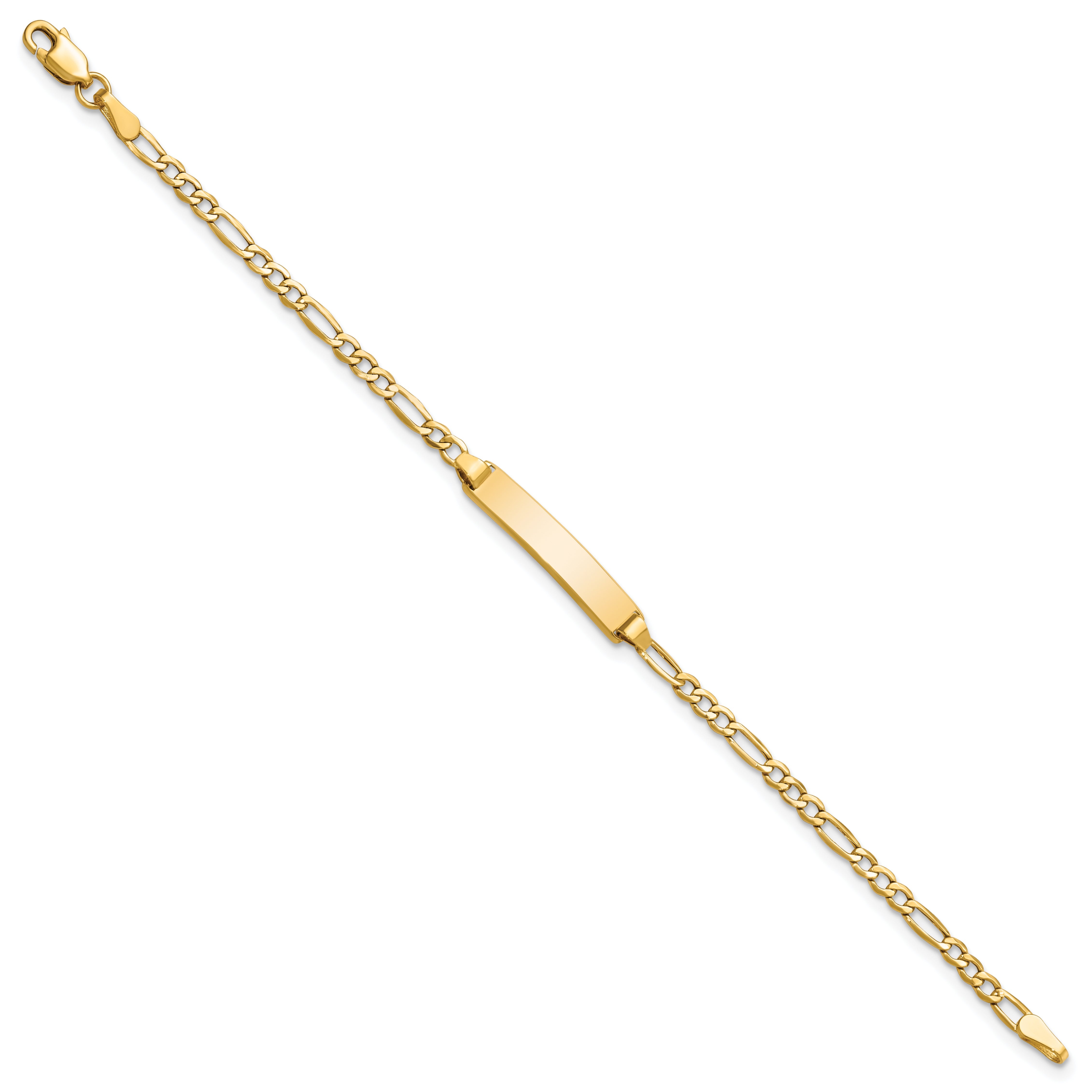 5.5 Inch 14K Semi-Solid Polished Figaro Id Bracelet
