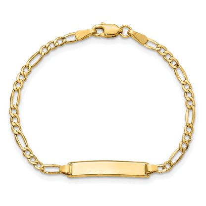 5.5 Inch 14K Semi-Solid Polished Figaro Id Bracelet