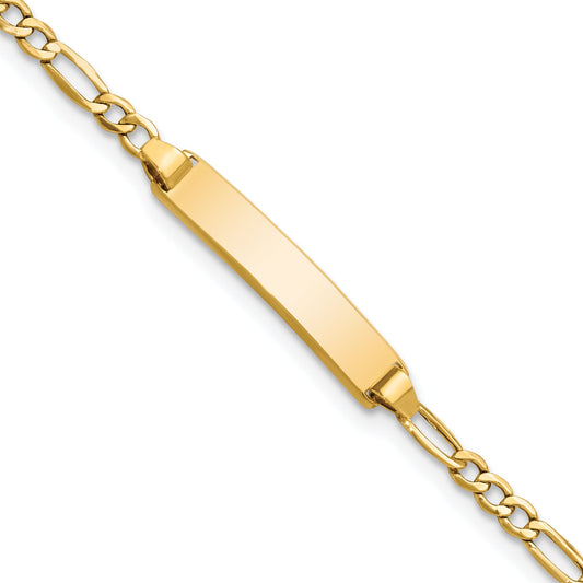 5.5 Inch 14K Semi-Solid Polished Figaro Id Bracelet