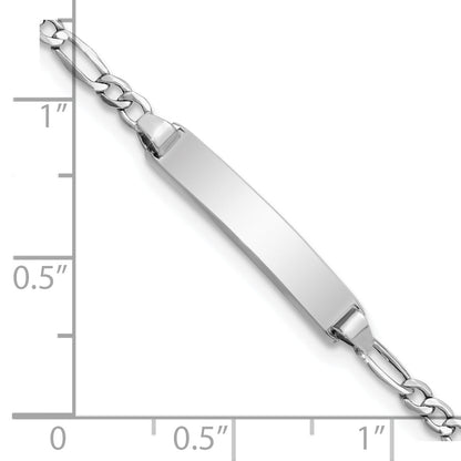 5.5 Inch 14K Wg Semi-Solid Polished Figaro Id Bracelet