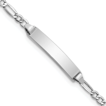 5.5 Inch 14K Wg Semi-Solid Polished Figaro Id Bracelet