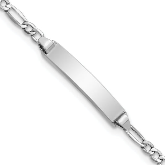 5.5 Inch 14K Wg Semi-Solid Polished Figaro Id Bracelet