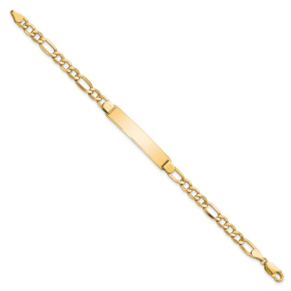 7 Inch 14K Polished Semi-Solid Figaro Id Bracelet