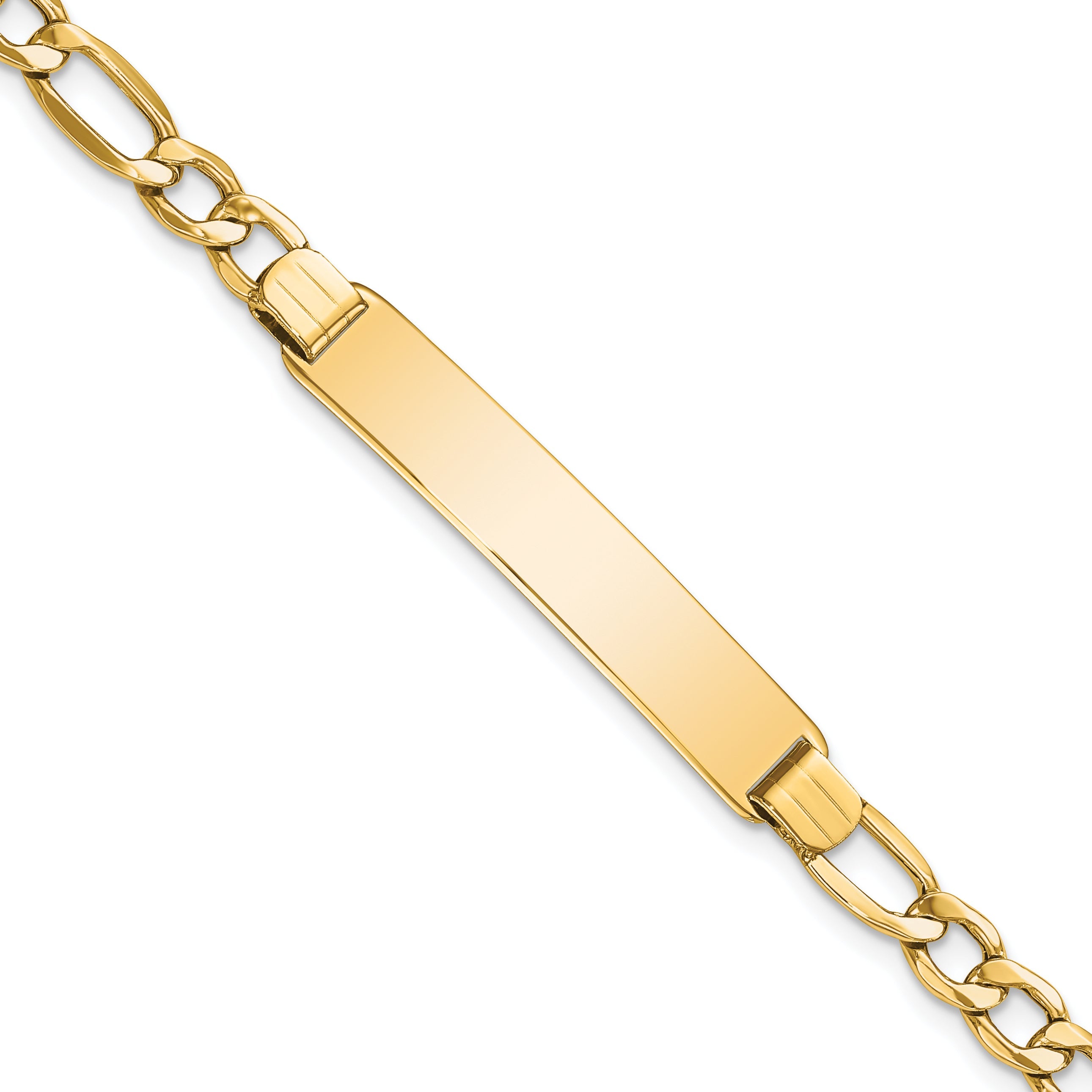8 Inch 14K Polished Semi-Solid Figaro Id Bracelet