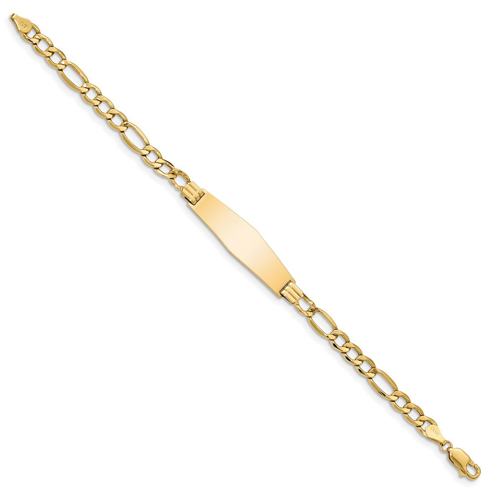 7 Inch 14K Polished Semi-Solid Soft Diamond Shape Figaro Id Bracelet