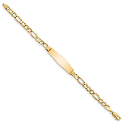 8 Inch 14K Polished Semi-Solid Soft Diamond Shape Figaro Id Bracelet