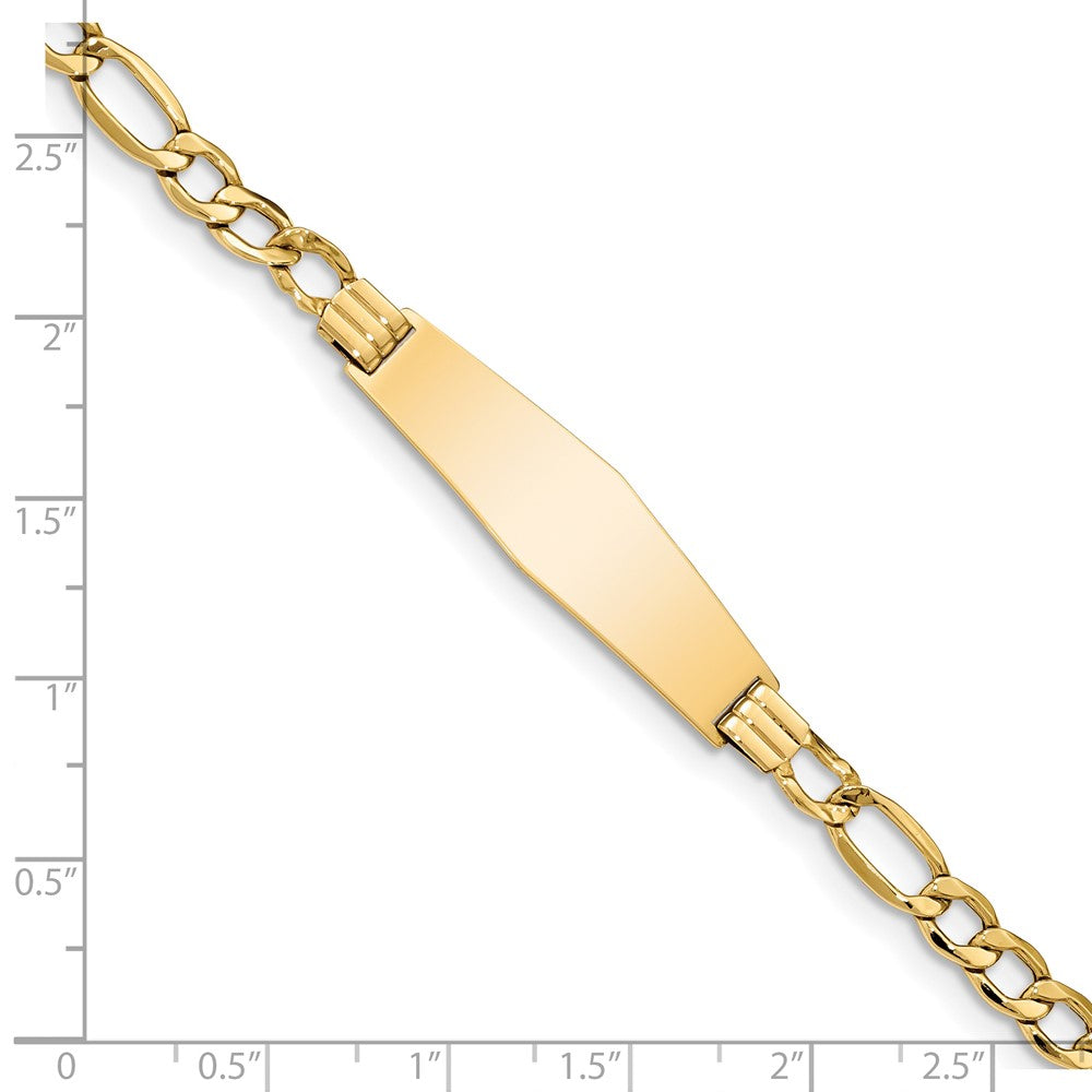 8 Inch 14K Polished Semi-Solid Soft Diamond Shape Figaro Id Bracelet