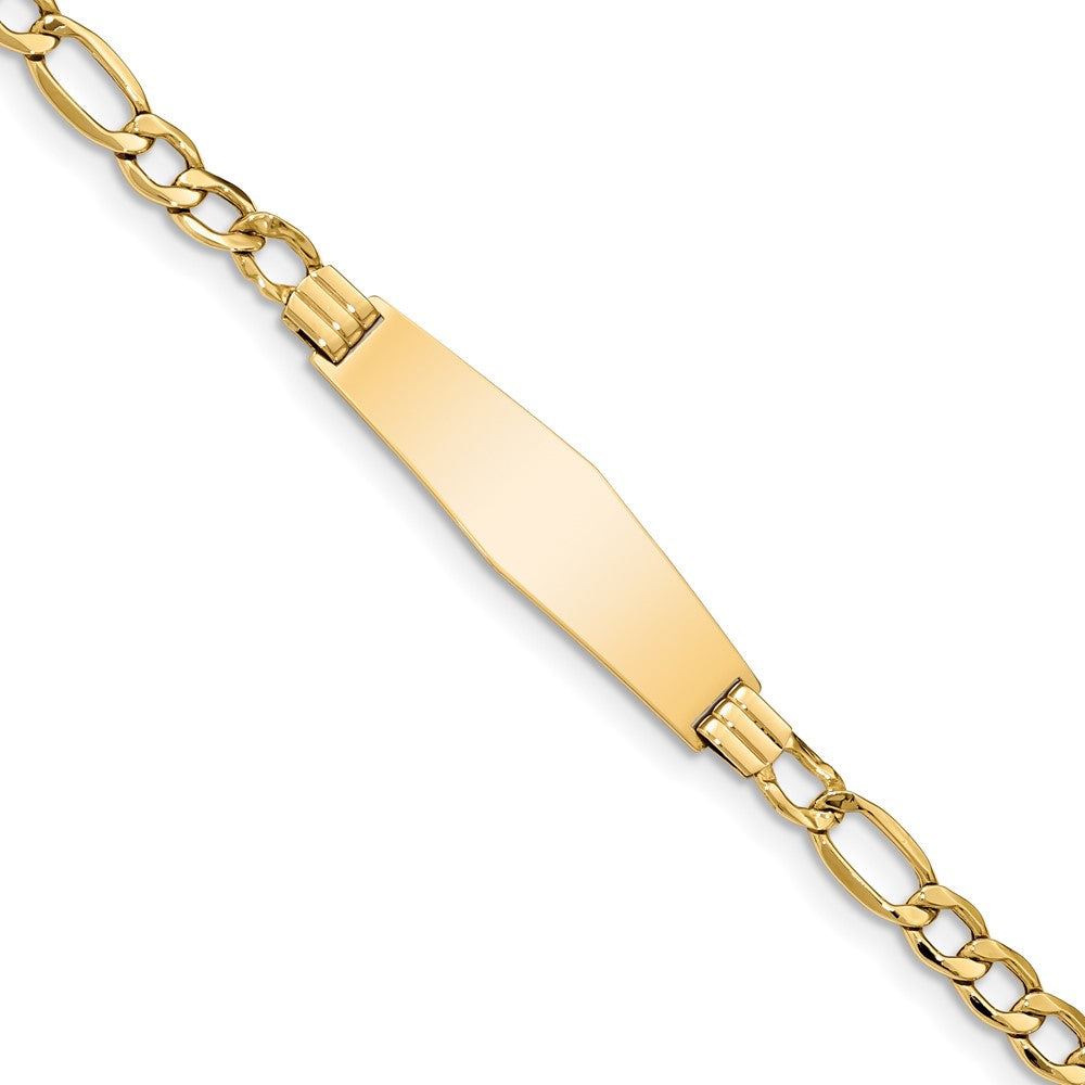 7 Inch 14K Polished Semi-Solid Soft Diamond Shape Figaro Id Bracelet