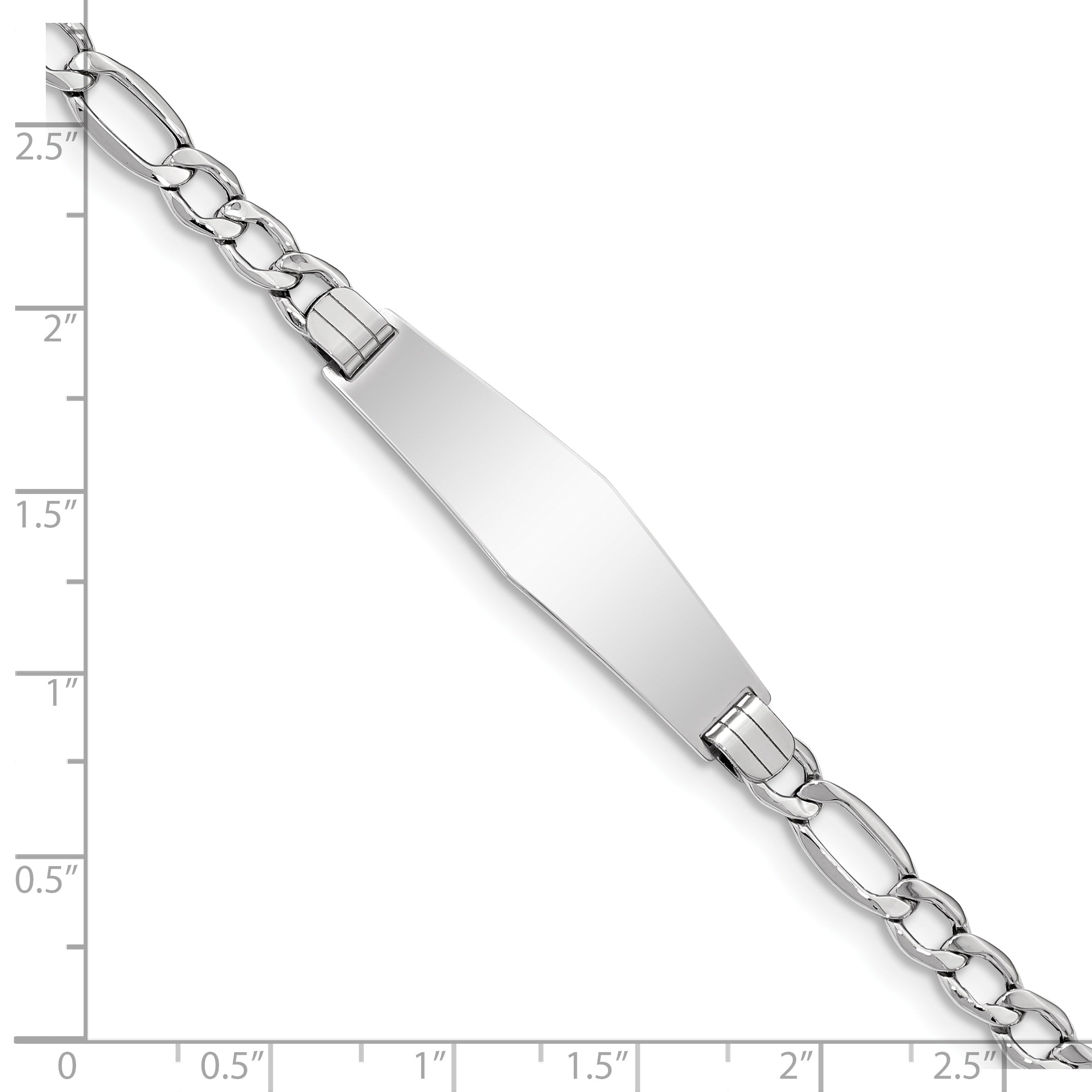 7 Inch 14K Wg Polished Semi-Solid Soft Diamond Shape Figaro Id Bracelet