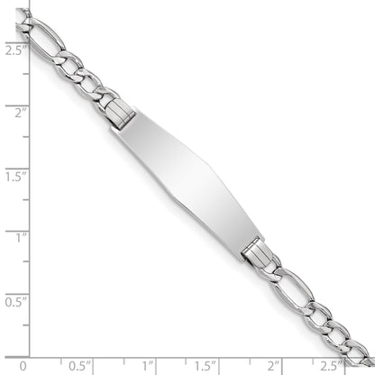 8 Inch 14K Wg Polished Semi-Solid Soft Diamond Shape Figaro Id Bracelet