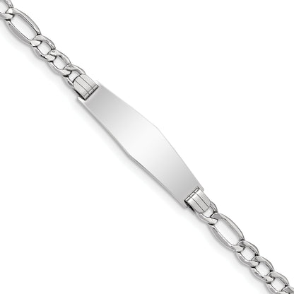 7 Inch 14K Wg Polished Semi-Solid Soft Diamond Shape Figaro Id Bracelet