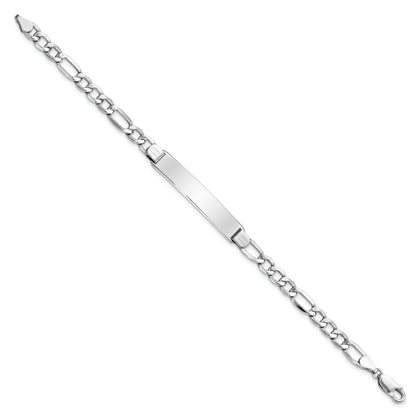 8 Inch 14K Wg Polished Semi-Solid Figaro Id Bracelet