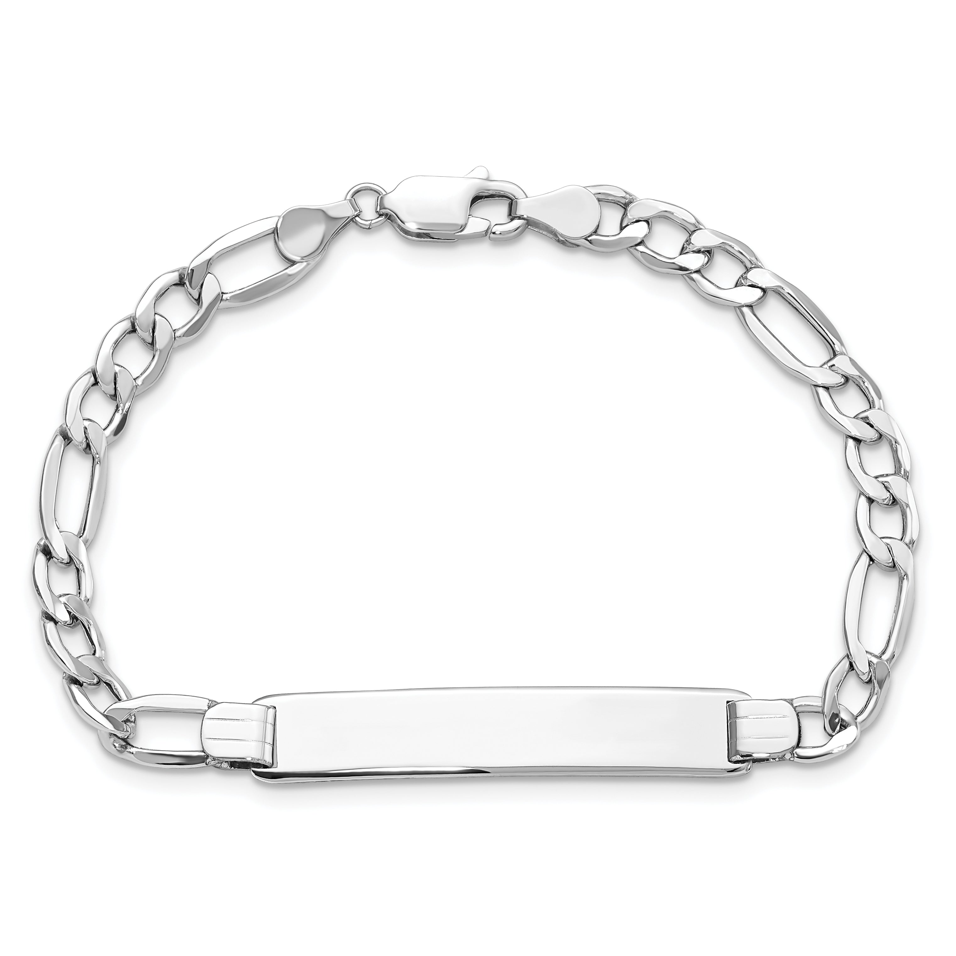 8 Inch 14K Wg Polished Semi-Solid Figaro Id Bracelet