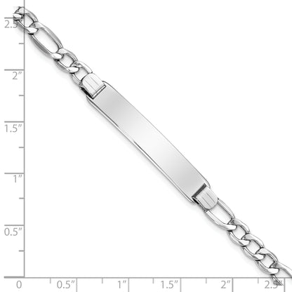8 Inch 14K Wg Polished Semi-Solid Figaro Id Bracelet
