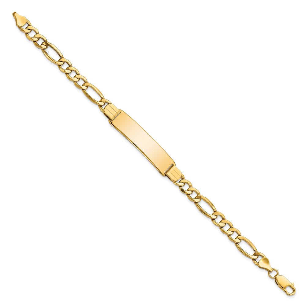 8 Inch 14K Polished Semi-Solid Figaro Id Bracelet