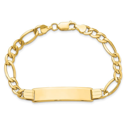 8 Inch 14K Polished Semi-Solid Figaro Id Bracelet