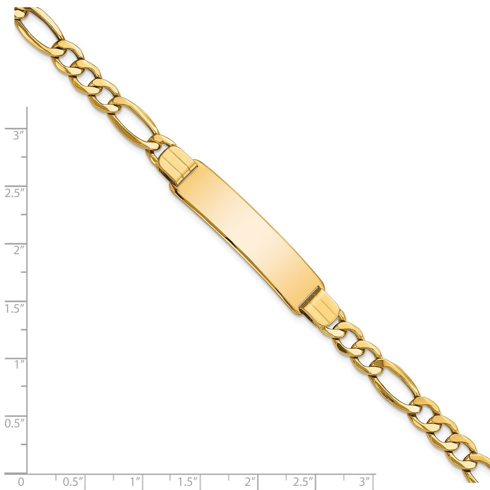 8 Inch 14K Polished Semi-Solid Figaro Id Bracelet