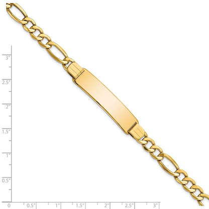 8 Inch 14K Polished Semi-Solid Figaro Id Bracelet