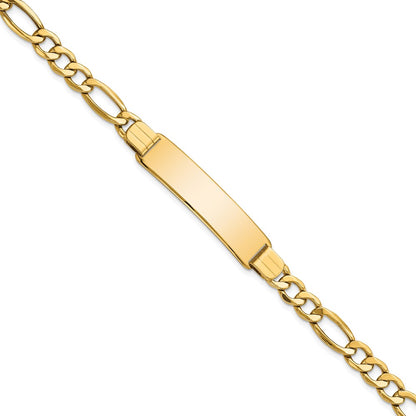 8 Inch 14K Polished Semi-Solid Figaro Id Bracelet