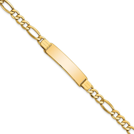 8 Inch 14K Polished Semi-Solid Figaro Id Bracelet