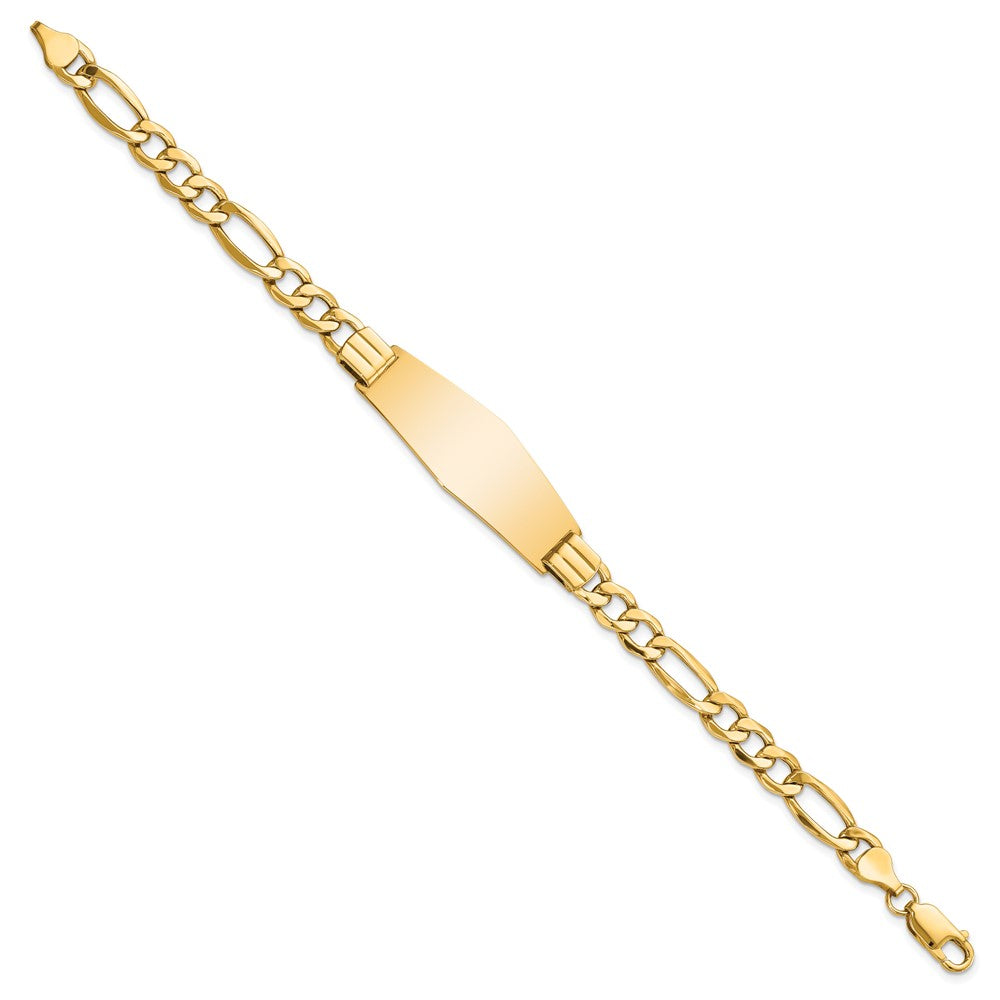 8 Inch 14K Polished Semi-Solid Soft Diamond Shape Figaro Id Bracelet