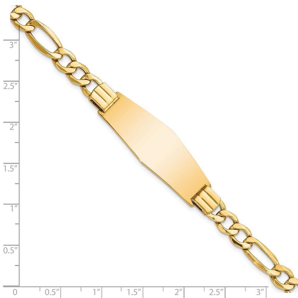 8 Inch 14K Polished Semi-Solid Soft Diamond Shape Figaro Id Bracelet