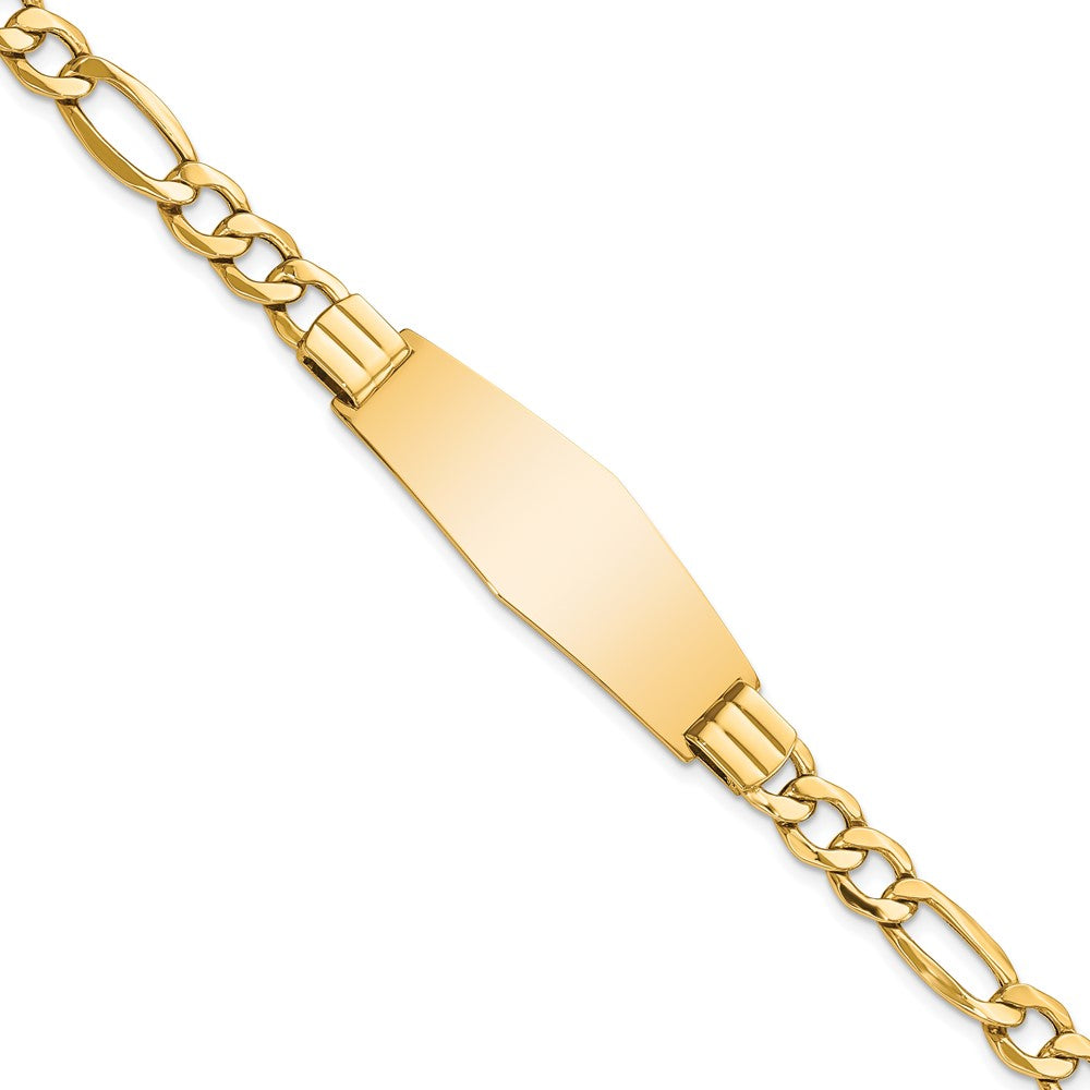8 Inch 14K Polished Semi-Solid Soft Diamond Shape Figaro Id Bracelet