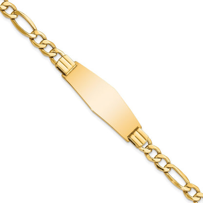 8 Inch 14K Polished Semi-Solid Soft Diamond Shape Figaro Id Bracelet