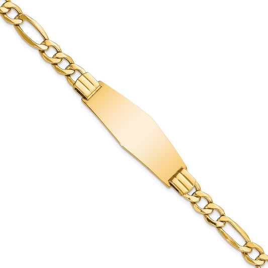 8 Inch 14K Polished Semi-Solid Soft Diamond Shape Figaro Id Bracelet