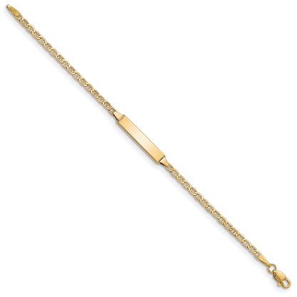 5.5 Inch 14K Semi-Solid Polished Anchor Id Bracelet