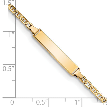 5.5 Inch 14K Semi-Solid Polished Anchor Id Bracelet