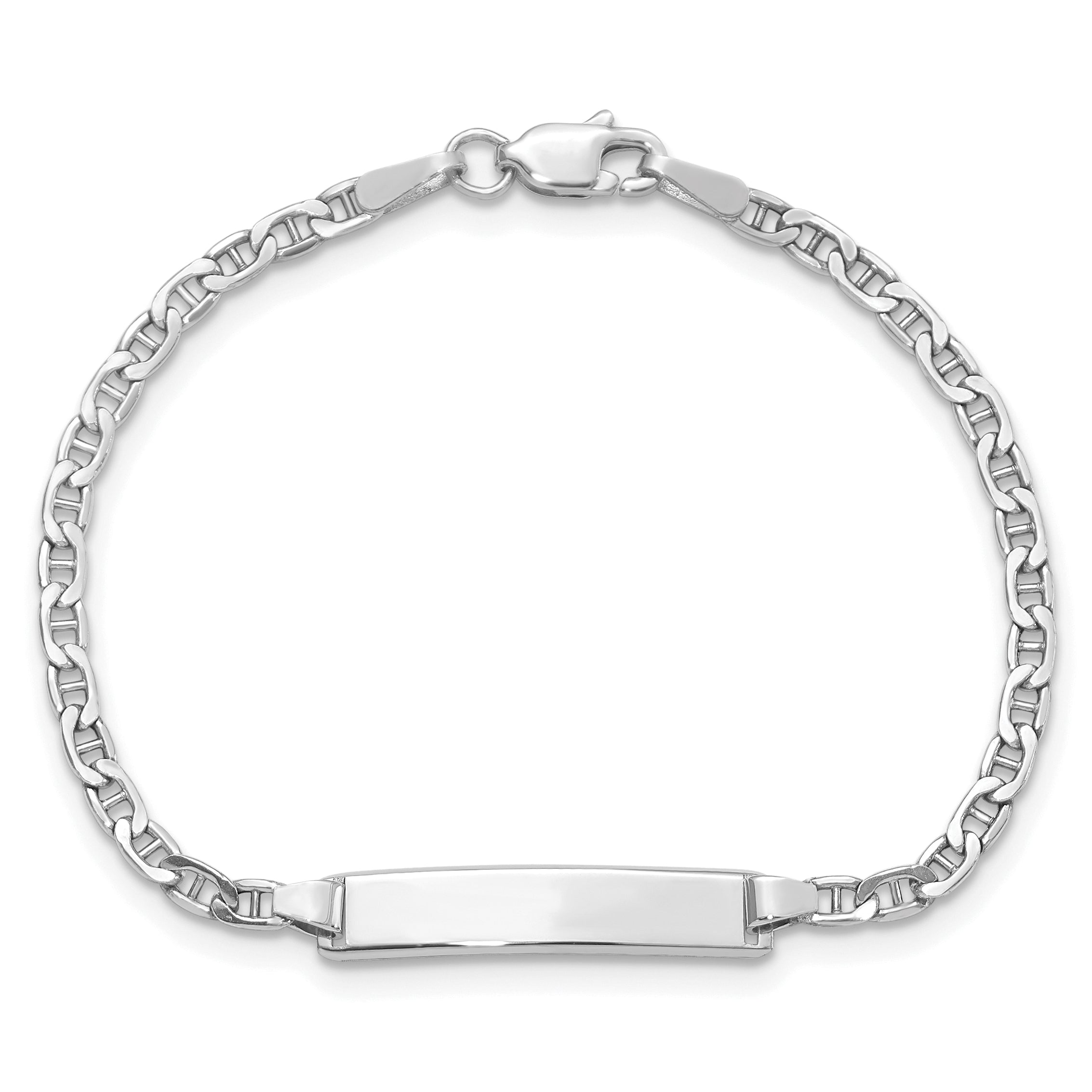 5.5 Inch 14K Wg Semi-Solid Anchor Link Id Bracelet