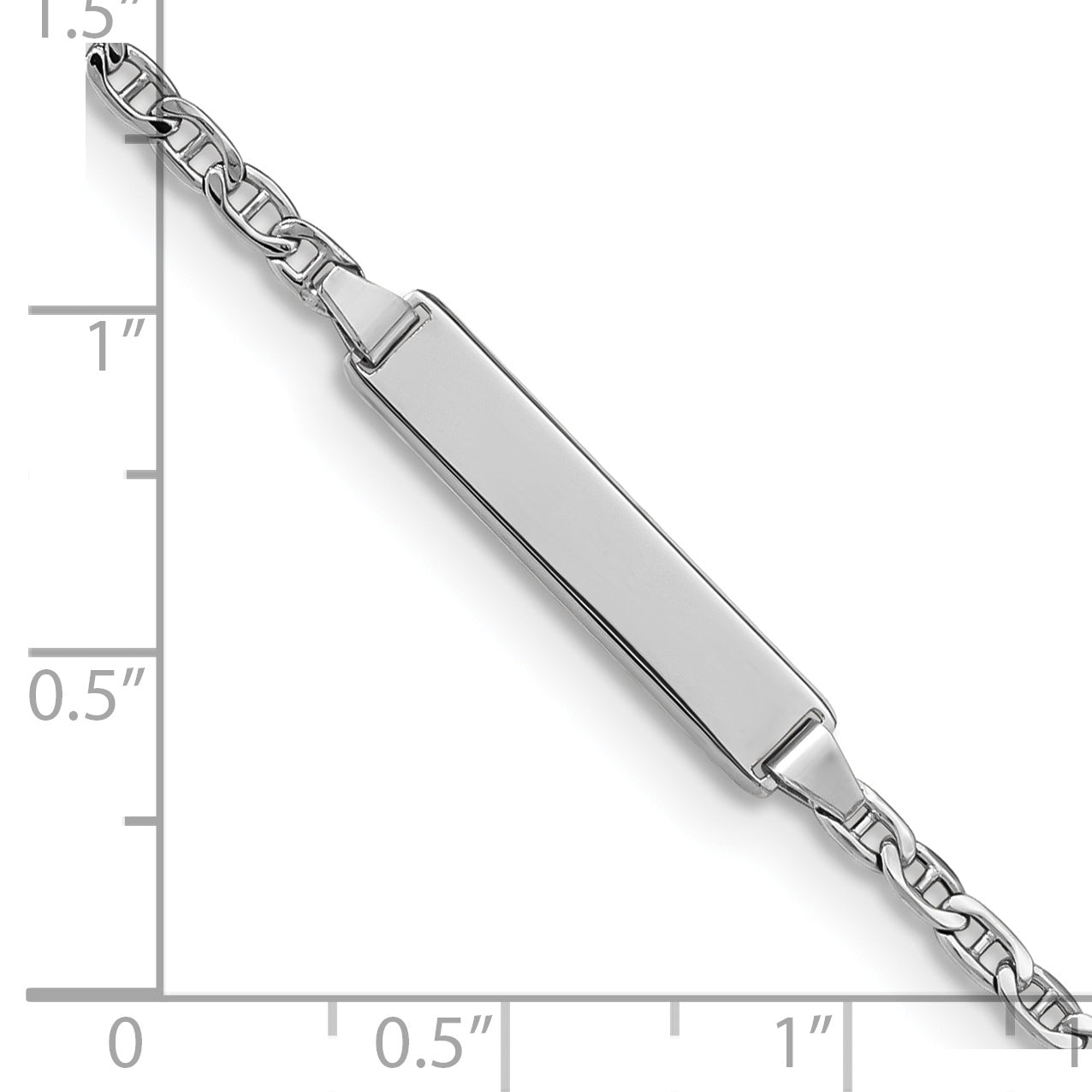 5.5 Inch 14K Wg Semi-Solid Anchor Link Id Bracelet