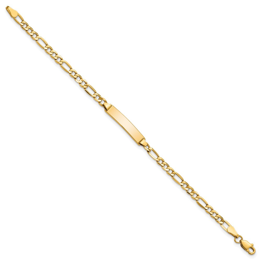 14K Yellow Gold Polished Semi Solid Chain/Solid Plate Figaro Link 23X4.3mm 7 Inch Id Bracelet