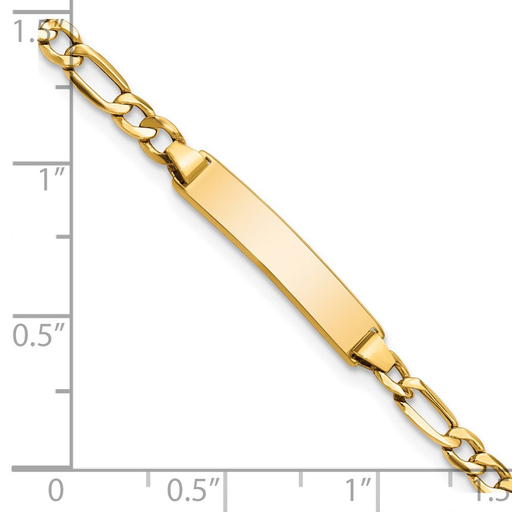 14K Yellow Gold Polished Semi Solid Chain/Solid Plate Figaro Link 23X4.3mm 7 Inch Id Bracelet
