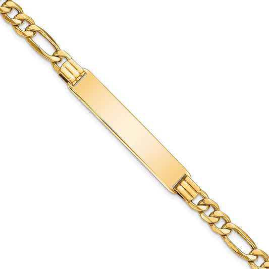 7 Inch 14K Semi-Solid Figaro Link Id Bracelet