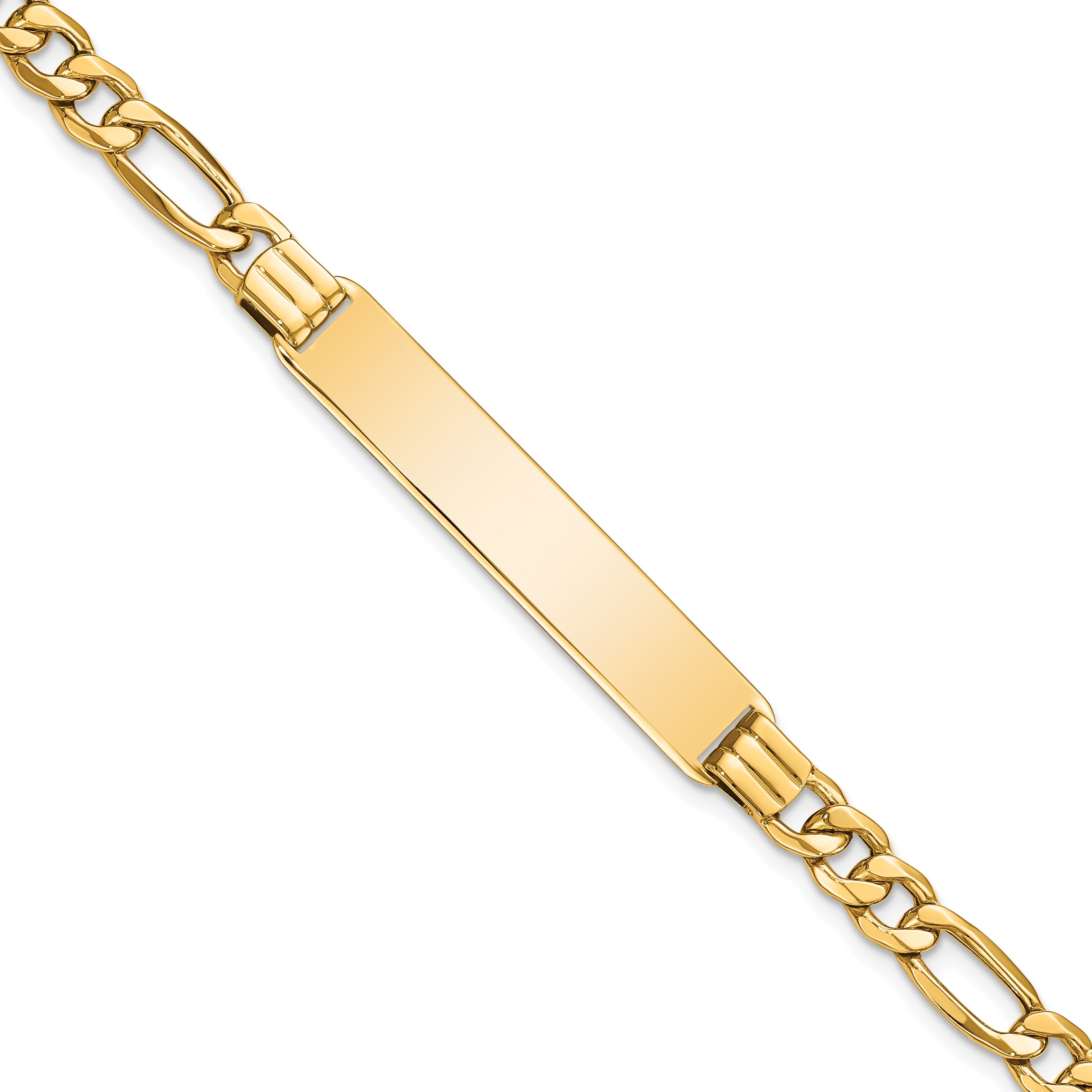 8 Inch 14K Semi-Solid Figaro Link Id Bracelet