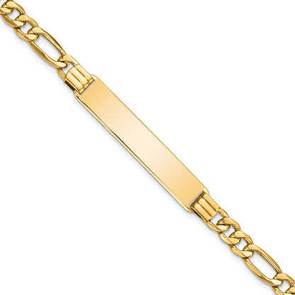 8 Inch 14K Semi-Solid Figaro Link Id Bracelet