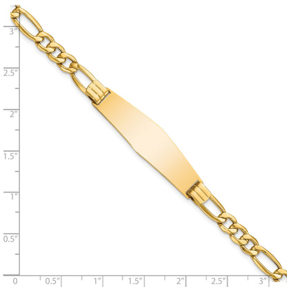 8 Inch 14K Semi-Solid Figaro Link Soft Diamond Shape Id Bracelet