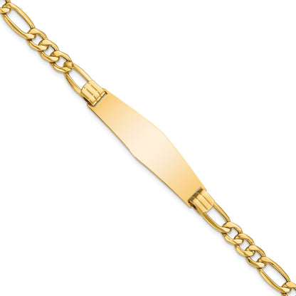 8 Inch 14K Semi-Solid Figaro Link Soft Diamond Shape Id Bracelet
