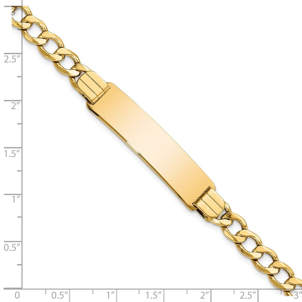 8 Inch 14K Semi-Solid Curb Link Id Bracelet