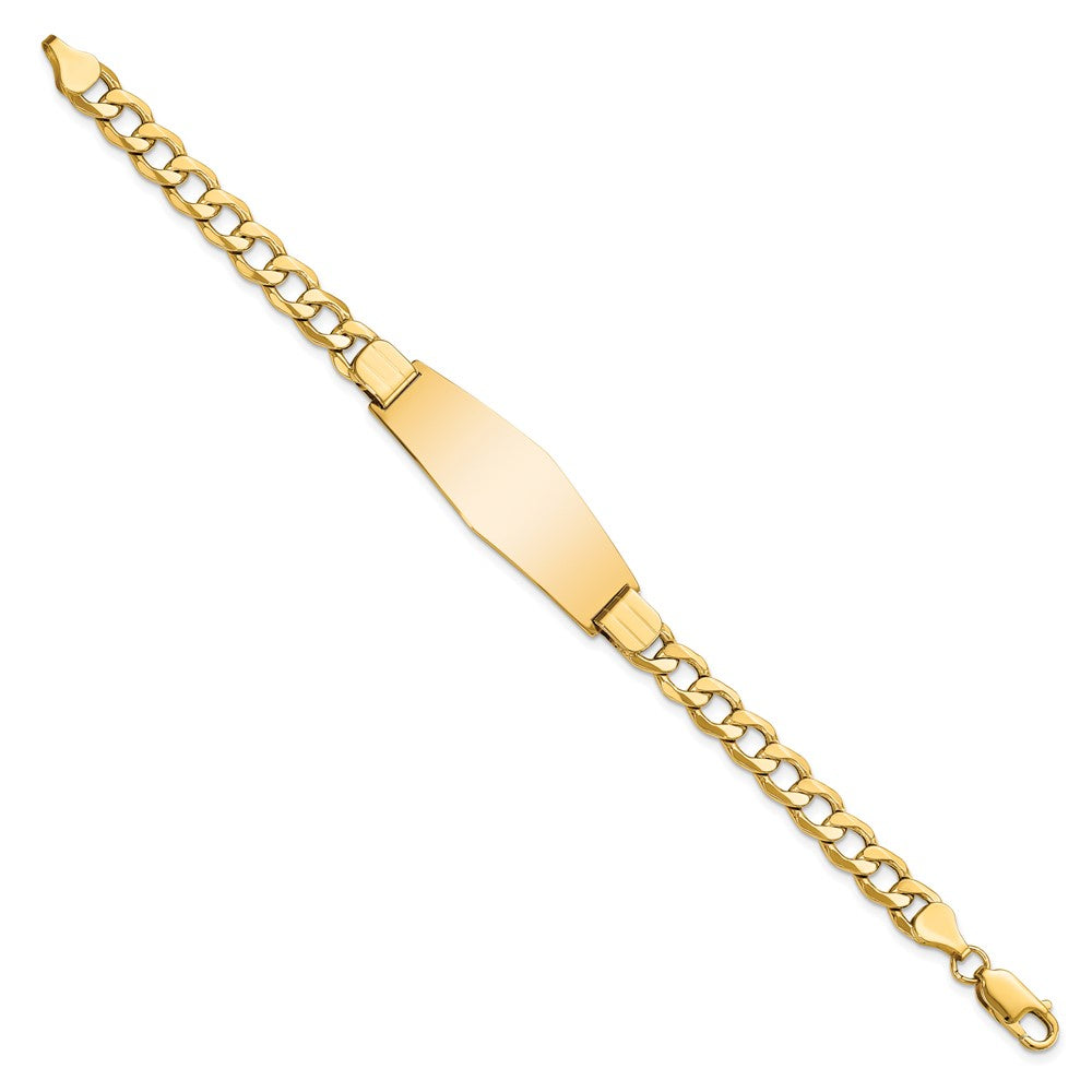 8 Inch 14K Semi-Solid Soft Diamond Shape Curb Link Id Bracelet