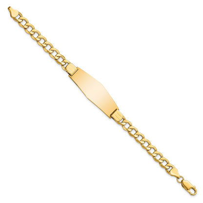 7 Inch 14K Semi-Solid Soft Diamond Shape Curb Link Id Bracelet