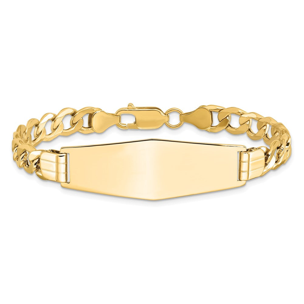 8 Inch 14K Semi-Solid Soft Diamond Shape Curb Link Id Bracelet