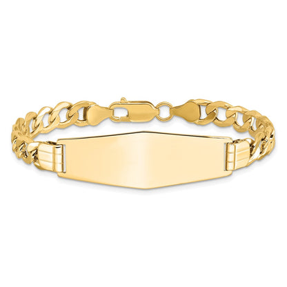7 Inch 14K Semi-Solid Soft Diamond Shape Curb Link Id Bracelet