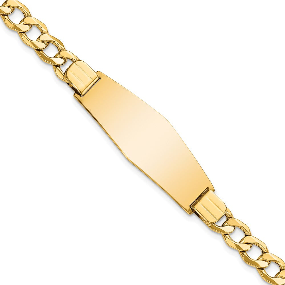 8 Inch 14K Semi-Solid Soft Diamond Shape Curb Link Id Bracelet